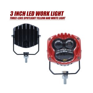 3 inch triple-lens yellow white LED fog work light rear view