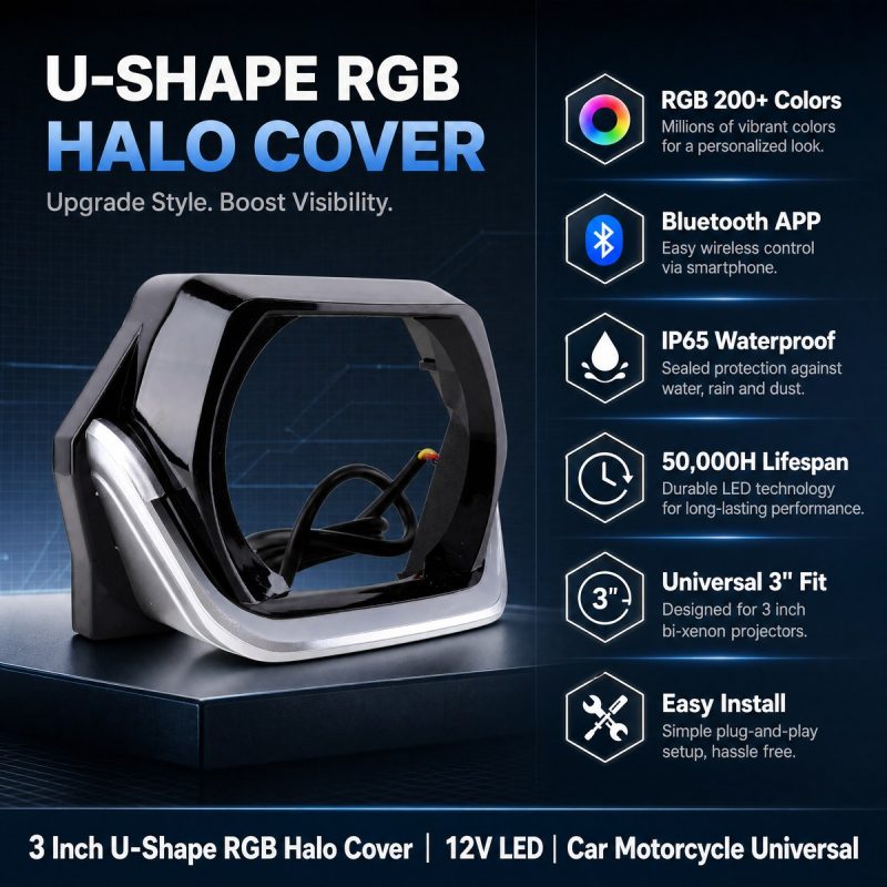 U-shape RGB halo cover reference with app-control direction shown in the source graphic.