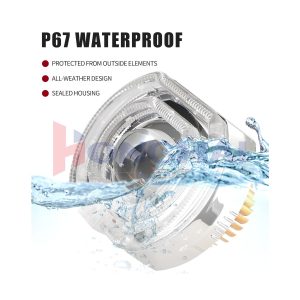 4 5Inch Dual Light Guide Built In Lens Ip67 Waterproof Source waterproof graphic showing IP67 wording, all-weather design wording, and sealed housing wording.