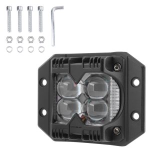 Mounting hardware reference with screws, washers, hex key, and light body.