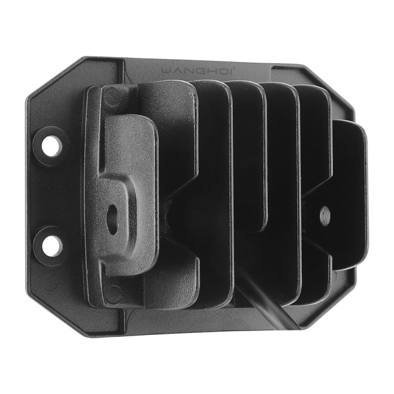 Rear housing view showing the heat-sink style back and embedded mounting structure.