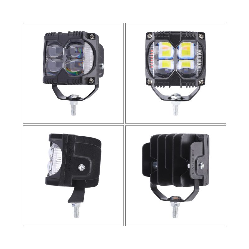 4 Bead Multi Color Square Led Work Light Options 06 Four Multi Views Product view collage for 4-bead multi-color square LED work light