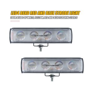 4 Bead Red Blue Strobe Led Work Light Bar Front Pair Front product reference for the 4-bead red and blue strobe LED work light bar.