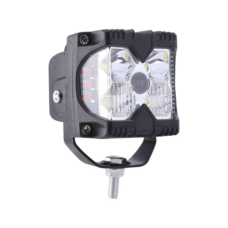 4 Bead Red Blue White Square Led Work Light 02 Four Rb Angle Angle view of 4-bead red blue white square LED work light