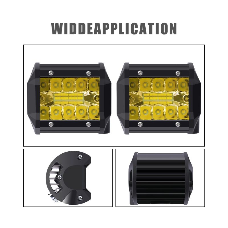 4 Inch Amber-Lens Rectangular LED Work Light