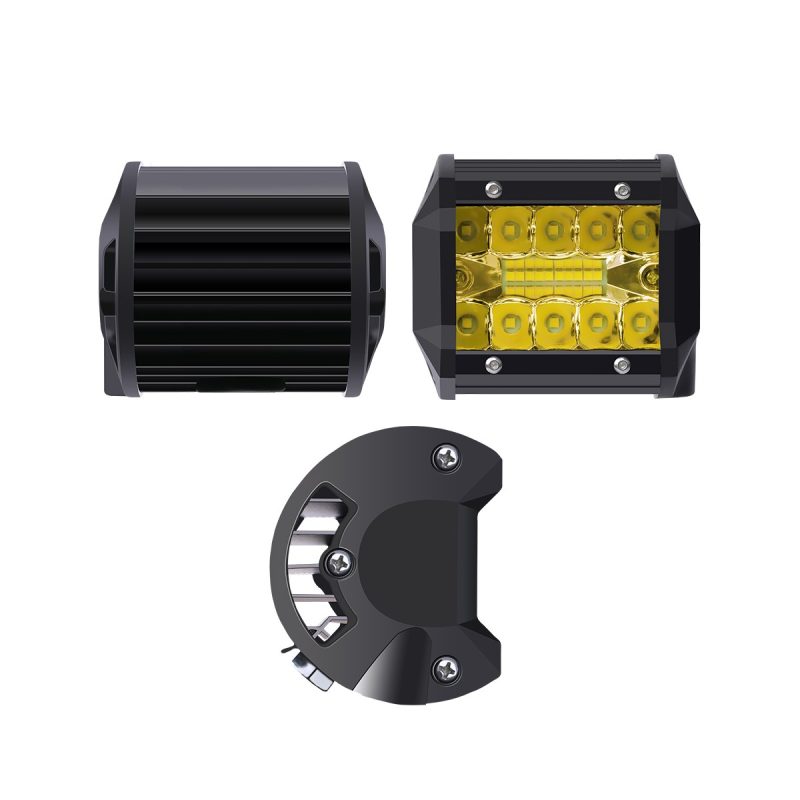 4 inch amber-lens rectangular LED work light front view