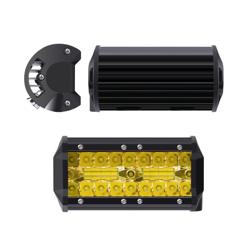 Side view of 4 inch amber-lens rectangular LED work light