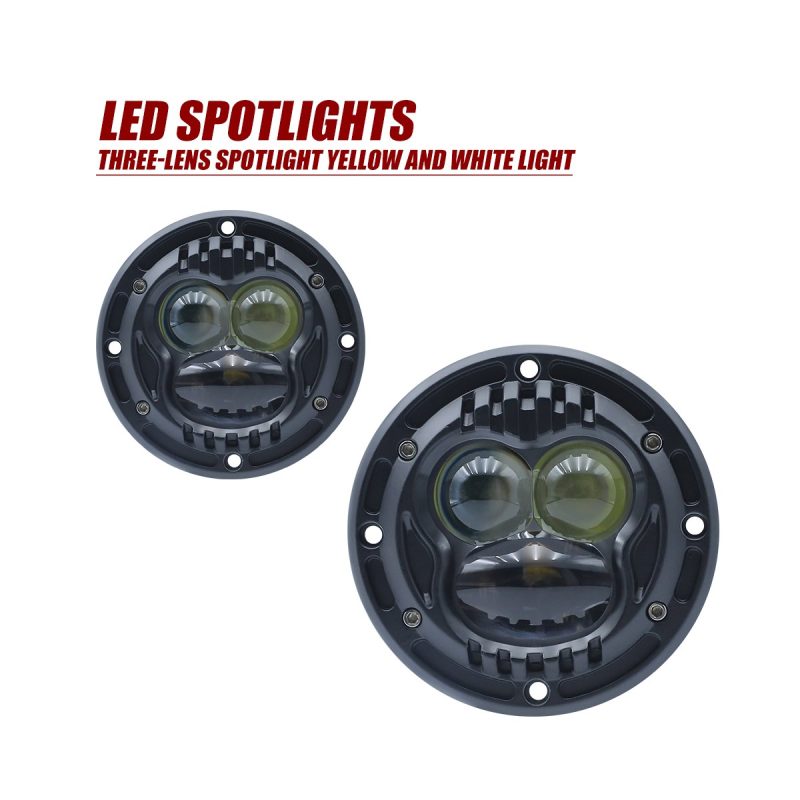 4 Inch Triple Lens Yellow White Led Fog Light Options 05 Triple Fog Round Options 4 inch round triple-lens yellow white LED fog light options