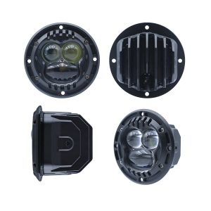 4 Inch Triple Lens Yellow White Led Fog Light Options 06 Triple Fog Round Views 4 inch round triple-lens LED fog light side and front references
