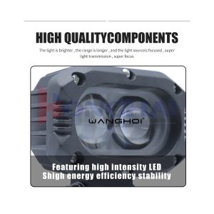 4D Laser Cannon Led Auxiliary Spotlight Components Source component closeup showing the dual-lens face and high-intensity LED wording.