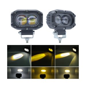4D Laser Cannon Led Auxiliary Spotlight Lighting Effects Source lighting-effect reference showing white, yellow, and white-yellow output views.