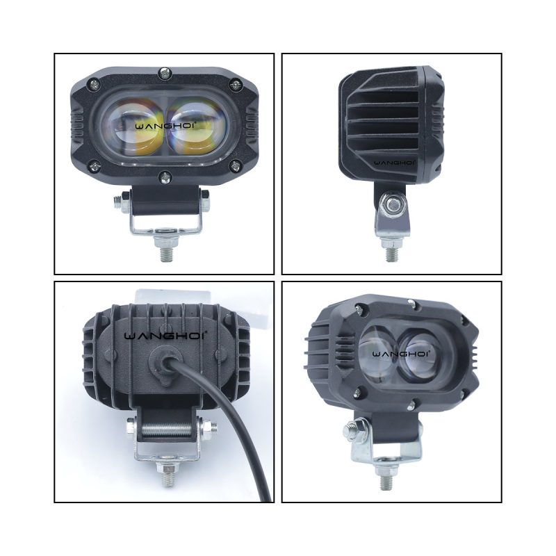 4D Laser Cannon Led Auxiliary Spotlight Product Views Front, side, rear, and angled views for housing and bracket checks.