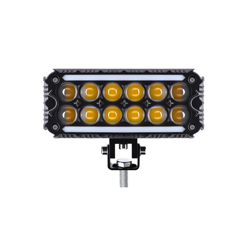 5/6-Bead Rectangular LED Work Light Options six bead yellow front reference