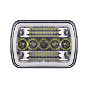 Front view of 5-bead 45W square LED work light