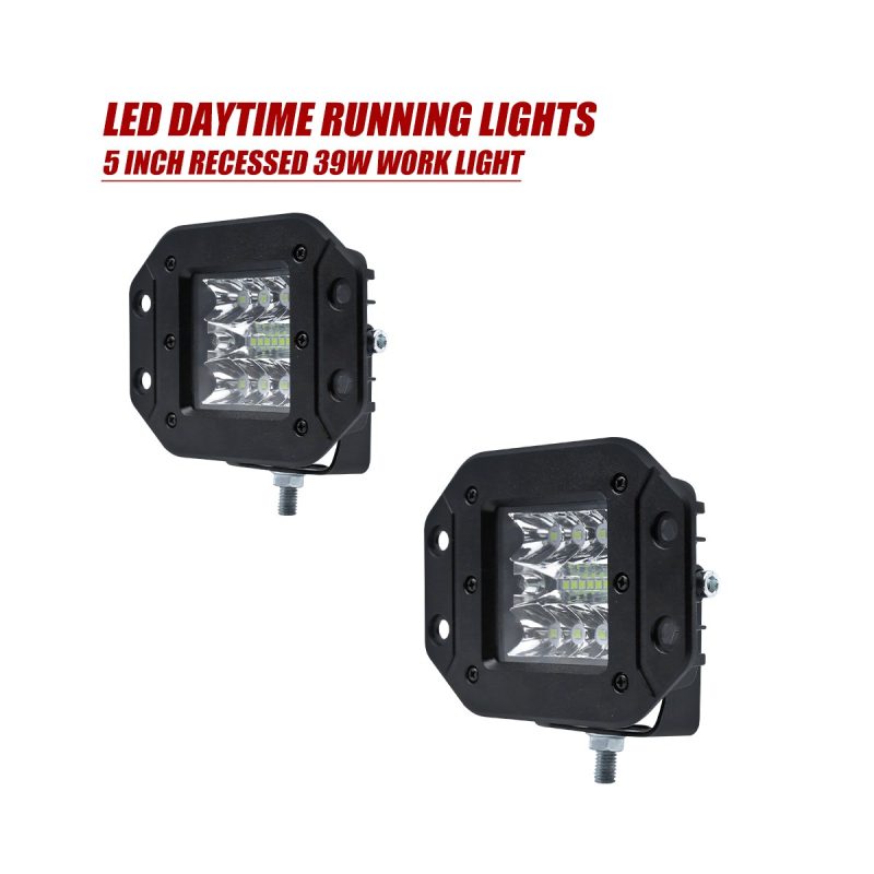 5 Inch Recessed Square Led Drl Work Light 02 Recessed Square White 5 inch recessed square LED DRL work light white lens option