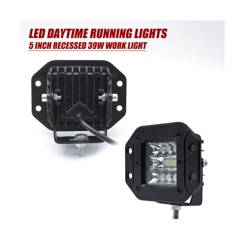 5 Inch Recessed Square Led Drl Work Light 03 Recessed Square Rear 5 inch recessed square LED DRL work light rear housing