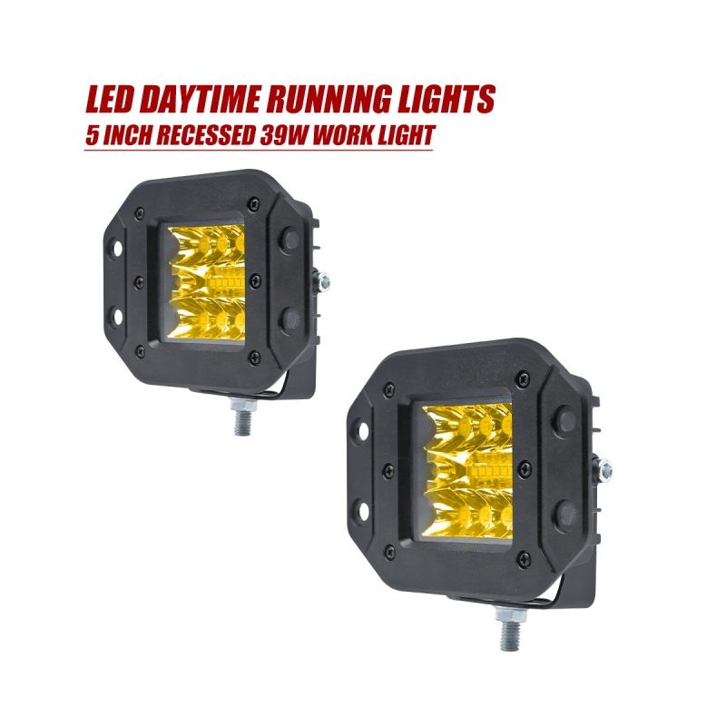 5 Inch Recessed Square Led Drl Work Light 04 Recessed Square Yellow 5 inch recessed square LED DRL work light yellow lens option