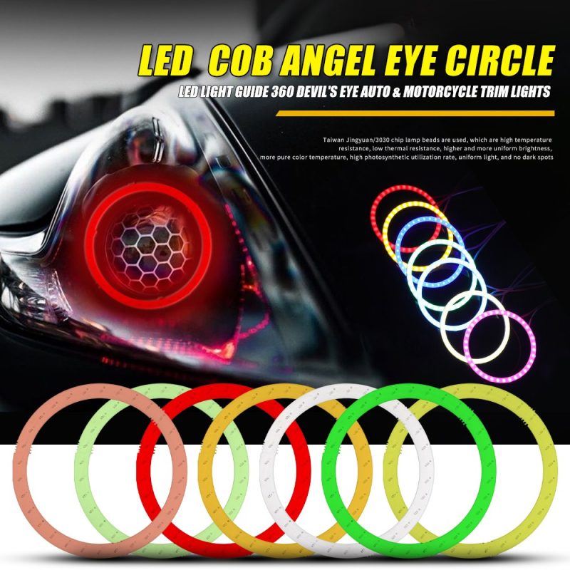 50Mm Seven Color Cob Led Angel Eye Halo Ring Overview Feature overview source graphic for the 50mm seven-color COB angel eye circle.