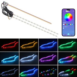 510Mm 12V App Rgb Streamer Crystal Tear Eye Led Drl Strip Color Modes Source graphic showing app color screen and multiple phantom-color lighting references.