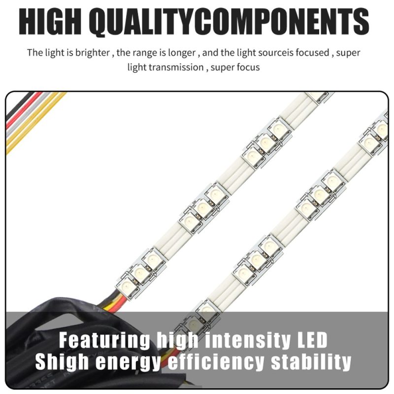 510Mm 12V App Rgb Streamer Crystal Tear Eye Led Drl Strip Components Source component close-up showing the strip body, LED modules, and wiring colors.