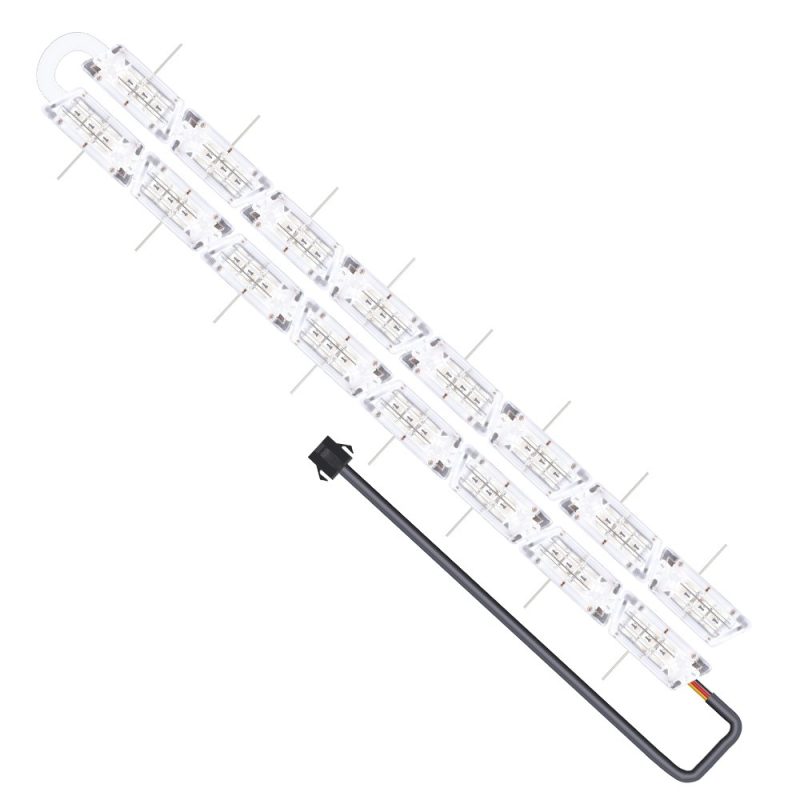 530Mm App Rgb Crystal Teary Led Drl Strip Front Transparent front strip view showing the crystal light-guide modules and wiring end.