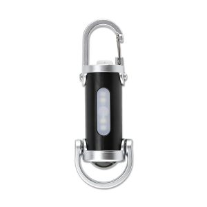 5W Mini Carabiner Led Work Flashlight Side Lamp Vertical product view showing the side COB lamp and hook direction.