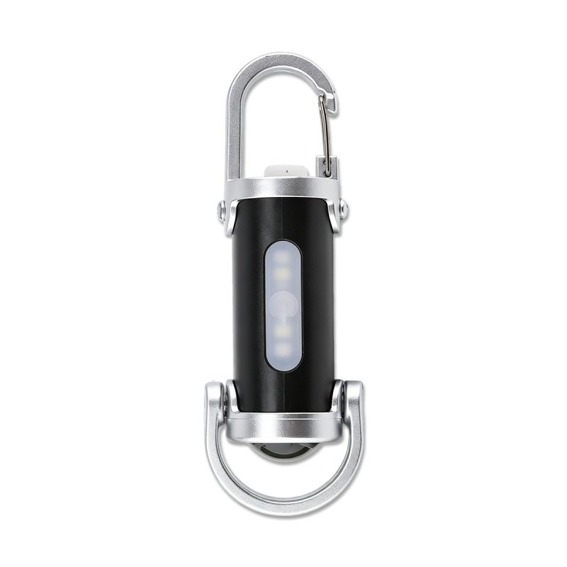 5W Mini Carabiner Led Work Flashlight Side Lamp Vertical product view showing the side COB lamp and hook direction.