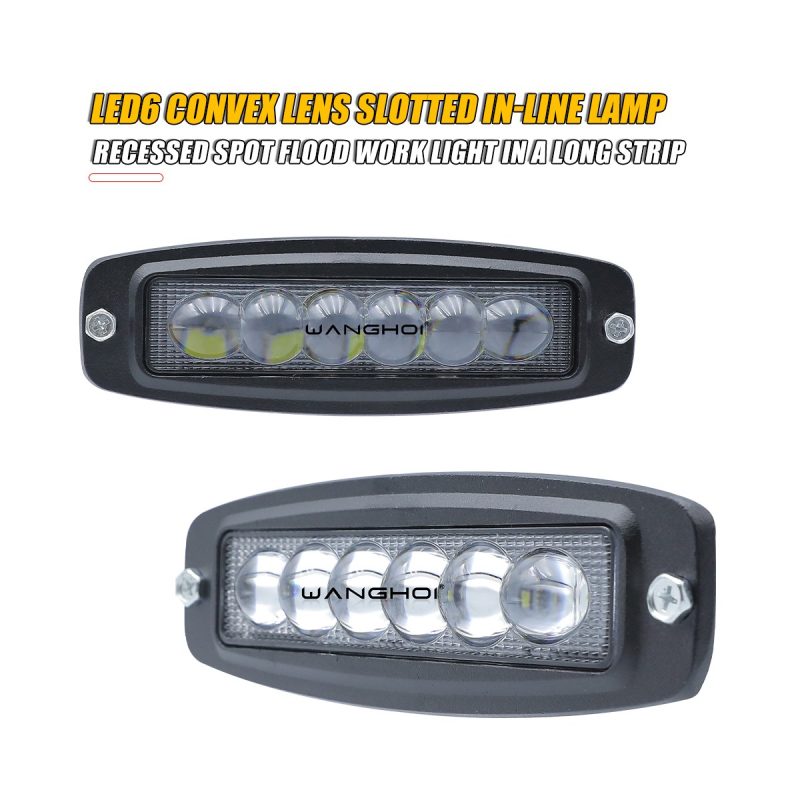 Front view of 6 convex-lens in-line LED work light