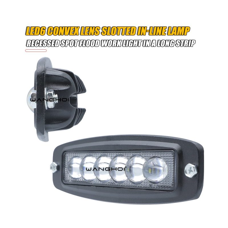 Side view of 6 convex-lens in-line LED work light