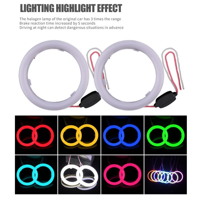 64Mm Cotton Light Led Angel Eye Halo Ring Lighting Colors Source graphic showing red, yellow, blue, green, ice blue, white, and pink color references.