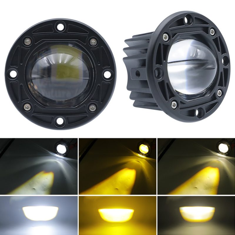 7 7Cm Led Recessed Bi Color Fog Lamp Beam Reference Source image showing white, yellow, and white-yellow beam references.