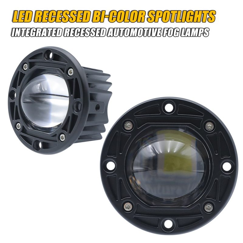 7 7Cm Led Recessed Bi Color Fog Lamp Front Angled View Front and angled product view showing the recessed lens housing.