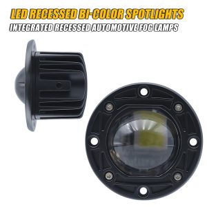 7 7Cm Led Recessed Bi Color Fog Lamp Side Front View Side and front view showing the lens depth and round mounting face.