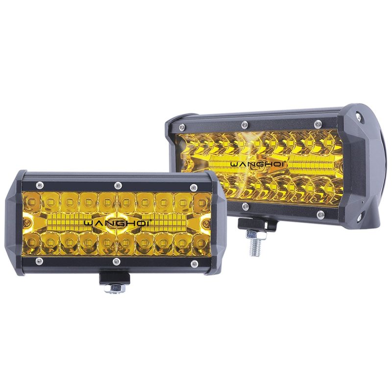 7 Inch 120W Yellow 3-Lens Motorcycle LED Work Light