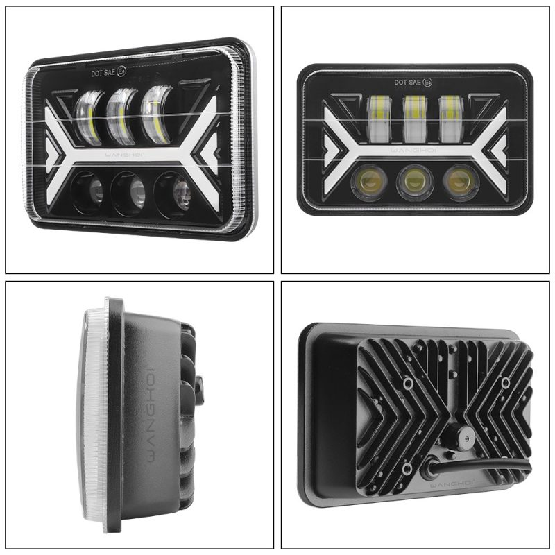 7 Inch Double Arrow Square Led Headlight Multi View Multi-view source image showing front, side, and rear product references.