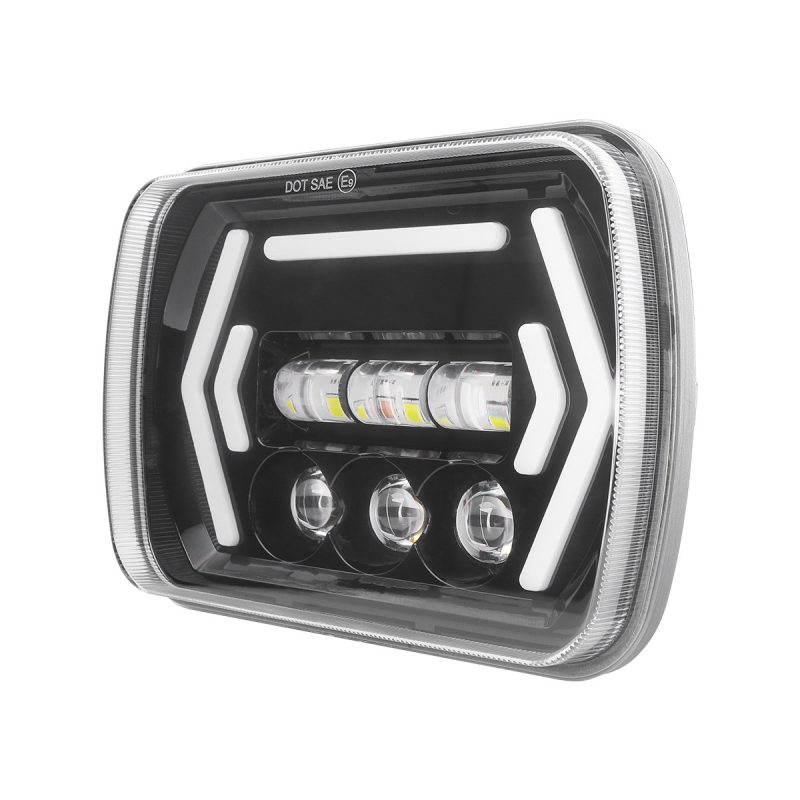 7 Inch Square Led Headlight Design Options 03 Square Headlight Dual Arrow 7 inch square LED headlight dual-arrow design