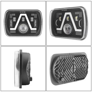 7 Inch V Style Square Led Headlight Multi View Multi-view source image showing front, side, and rear product references.