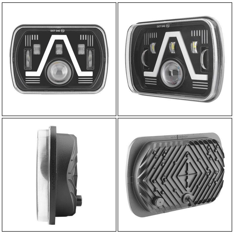 7 Inch V Style Square Led Headlight Multi View Multi-view source image showing front, side, and rear product references.