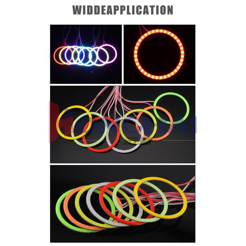 70Mm Seven Color Cob Led Angel Eye Halo Ring Color Options Wide application source graphic showing multiple color-option ring references.