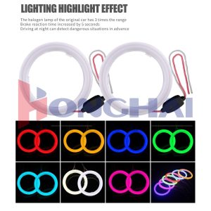 73Mm Groove Cotton Light Led Angel Eye Halo Ring Lighting Colors Source graphic showing red, yellow, blue, green, ice blue, white, and pink color references.