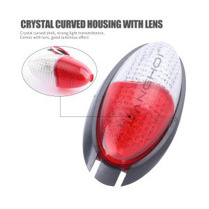 73Mm Red White Oval Led Warning Marker Light Curved Housing Lens Curved housing and lens reference from the supplied detail image.