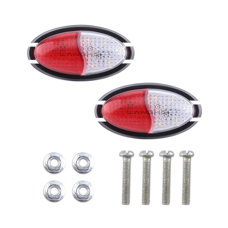73Mm Red White Oval Led Warning Marker Light Mounting Accessories Mounting screws and nuts reference from the supplied product image.