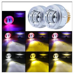75Mm Round Led Devil Eye Lens Light Color Beam Reference Source beam examples for white, yellow, white-yellow, and blue-red lighting references.