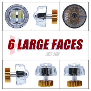 75Mm Round Led Devil Eye Lens Light Six Face Structure Source structure graphic showing front, side, rear, and housing views.
