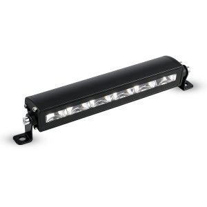 75W 210Mm Single Row Led Work Light Bar Angled Angled view showing the slim housing, lens face, bracket, and side hardware.