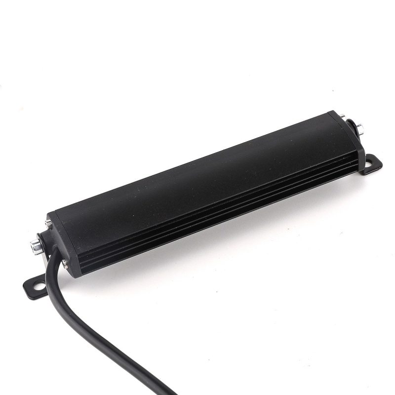 75W 210Mm Single Row Led Work Light Bar Rear Housing Rear housing view showing the black body, heat-dissipation direction, and cable exit.