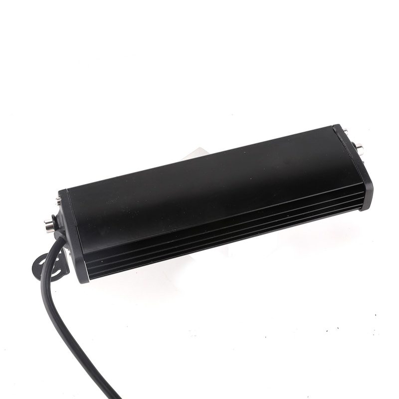 75W Single Row 4 Lens Led Work Light Bar Rear Housing Rear housing view showing the black aluminum body and cable direction.
