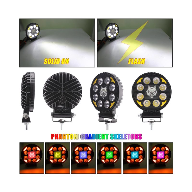 8007 Round Angel Eye Led Work Light Mode Reference Source feature image showing solid, flash, and color-mode references.