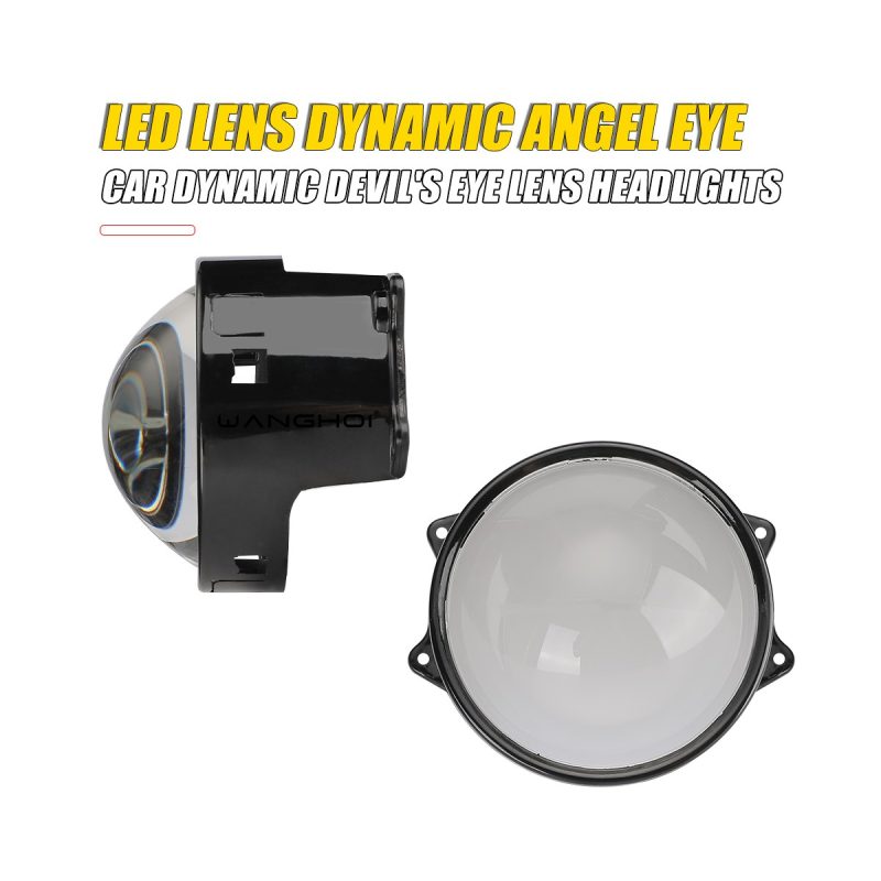 80Mm Led Lens Dynamic Angel Eye Headlight Kit 05 Dynamic Angel 80Mm Side Side view of 80mm LED lens dynamic angel eye headlight kit