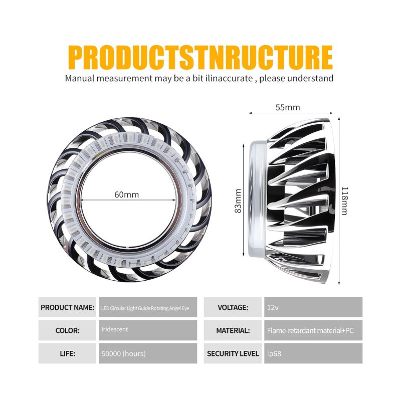 80Mm Transparent Light Guide Rotating Angel Eye Shroud 02 Transparent Rotating 80 Structure Structure reference for 80mm transparent light guide rotating angel eye shroud